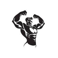 Bodybuilder bicep  in cartoon, doodle style . Image for t-shirt, web, mobile apps and ui. Isolated 2d vector illustration in logo, icon, sketch style, Eps 10, black and white. AI Generative