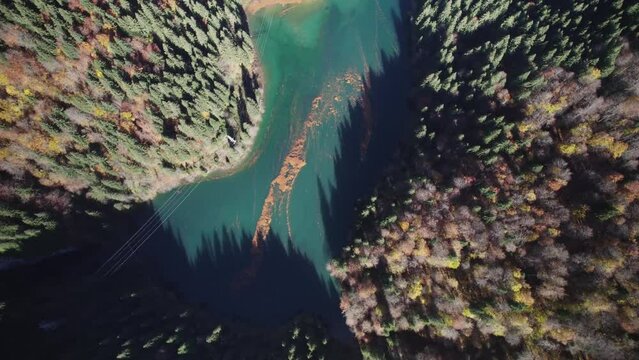 Aerial video over Scropoasa lake Romania