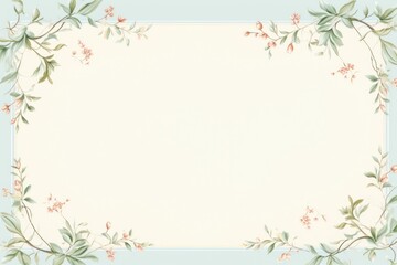 Obraz premium Painting of vintage leaves border backgrounds pattern green.
