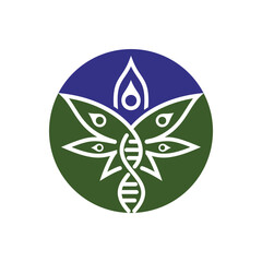 Cannabis marijuana leaf and medical DNA vector logo design.
