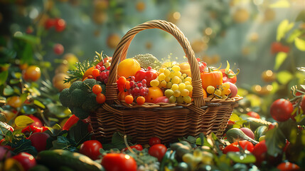 Basket filled healthy food