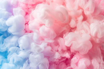 Fluffy and pastel-colored texture of cotton candy, capturing its sugary sweetness and airy quality. Cotton candy textures offer a whimsical and playful backdrop.