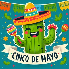 Joyful Cinco de Mayo Celebration: Vector Art Illustration Painting Banner Wallpaper, Invitation, Card
