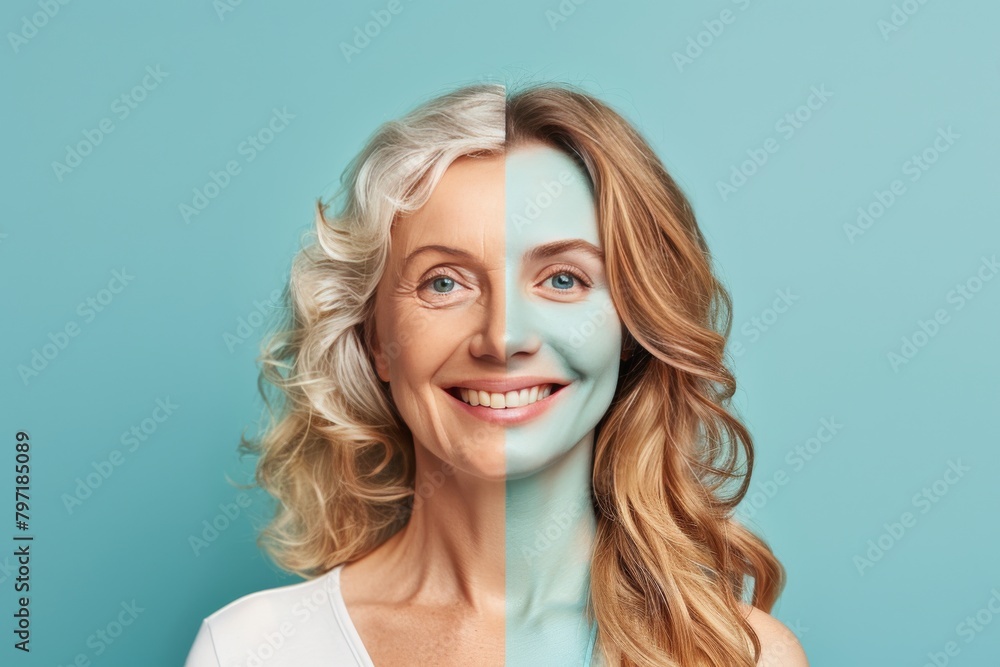 Poster aging complexion contrasts with vitality exercises in aging realities, integrating aging managing gr