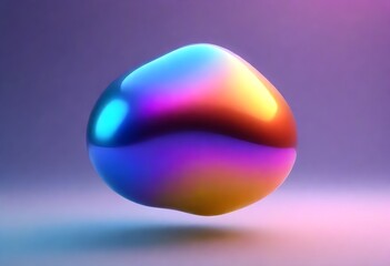 Floating Blob Liquid Artwork Smooth Shiny Surface Digital Painting Colorful Background Design