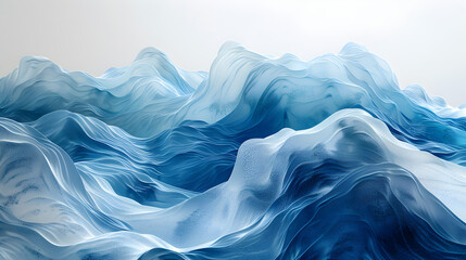Obraz premium Shimmering oceanic dreams with frozen waves in an abstract futuristic 3D texture, isolated on a white background.