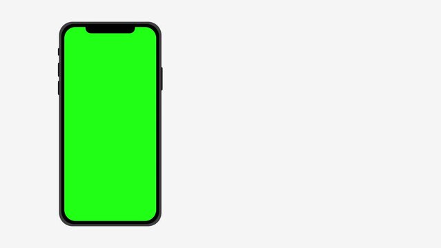 Animated mobile phone mockup white background, Smartphone With Blank Green Screen Isolated On White Background,
4K animation of moving smartphone mockups. alpha matte included with indicators 