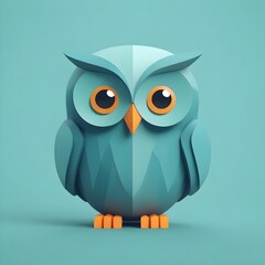 Abstract Cute Owl Minimalistic Digital Painting Geometric Illustration Animal Background Design
