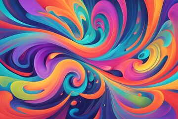 A colorful painting with swirls and splatters of paint