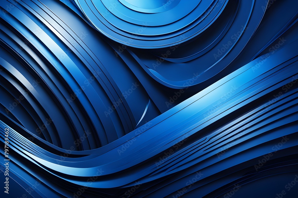 Poster a blue and silver abstract design with a wave pattern