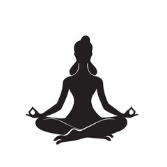 Meditation yoga in cartoon, doodle style . Image for t-shirt, web, mobile apps and ui. Isolated 2d vector illustration in logo, icon, sketch style, Eps 10, black and white. AI Generative