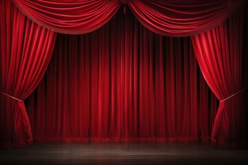 Red theater curtain backgrounds stage red.