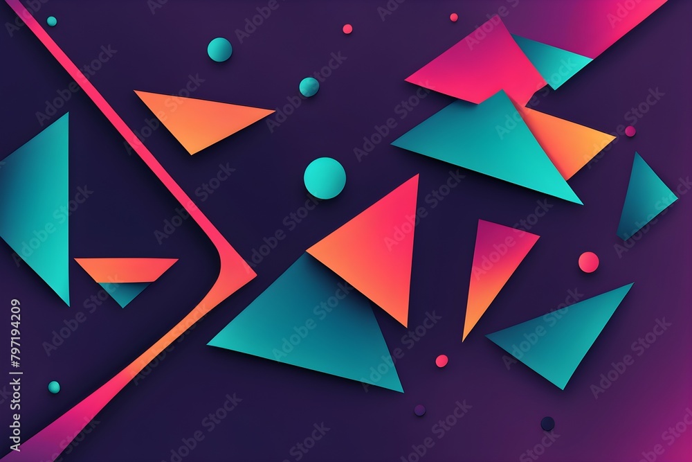 Poster a colorful abstract background with triangles and circles