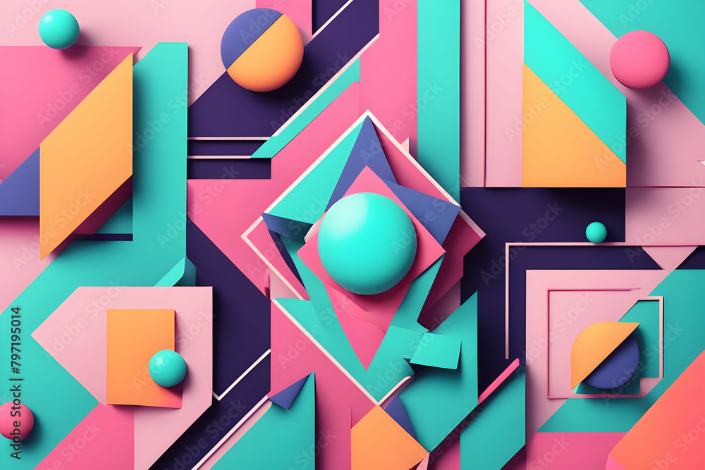 Aufkleber the image is a colorful abstract piece with various shapes and sizes of balls