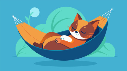 Obraz premium A pet curled up at the bottom of a hammock enjoying the gentle movements and fresh air..