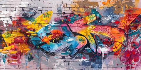 Graffiti and street art on a gritty urban concrete wall.
