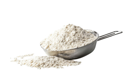White wheat flour in metal scoop