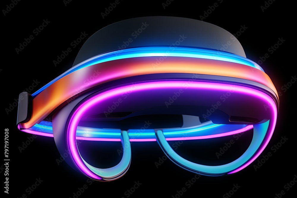 Poster 3D Neon Spectrum Ribbons: Virtual Reality Game Interface Delight