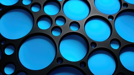 Blue plastic construction plate adorned with sleek black circles for a modern touch. Ai Generated.