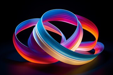 3D Neon Spectrum Ribbons: Cutting-Edge Graphic Design Portfolios