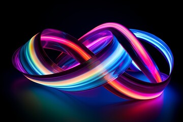 3D Neon Spectrum Ribbons on High-End Graphic Tablet Displays