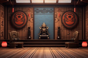 Ancient Samurai Armor Gradients: Interior Decor Delight for Dojo Design