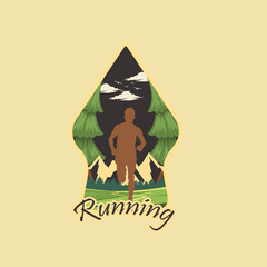 Running marathon logo vector graphic of illustration