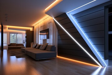 Fototapeta premium Futuristic Cyber Lines 3D Lighting: Revolutionary Design for Modern Homes
