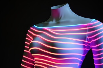 Holographic Neon Wavy Stripes: Fitness Apparel Masterpiece