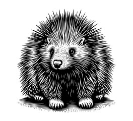 Porcupine hand drawn vector illustration