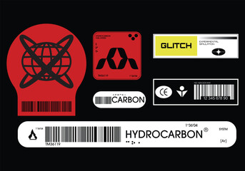 Label pack design. Vector graphic asset for streetwear design. Retro futuristic element in Y2K for apparel, clothing and poster design