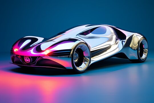 Liquid Metal Mercury Gradients: Futuristic Car Design Concept with a Geometric Twist