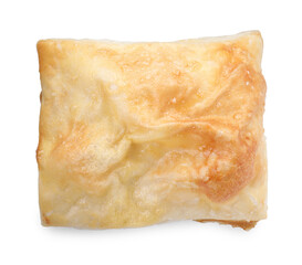 Delicious fresh puff pastry isolated on white, top view