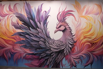 Mythic Griffin Feather Gradients: Enchanting Mural of Mythical Creatures
