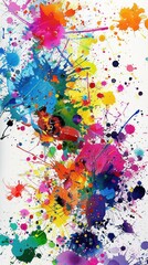 Paint splatters background depicted in a painting. Colorful and dynamic artistic representation.
