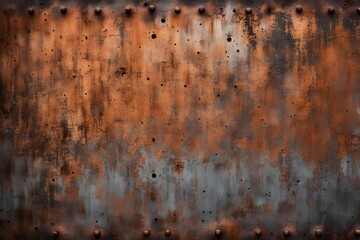 A rusty metal surface with holes and a worn appearance