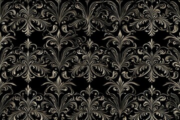 Fototapeta premium A black and gold floral patterned wallpaper