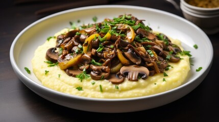 Wholesome and safe, this glutenfree polenta dish is creamy and comforting, topped with a dairyfree mushroom ragout in earthy soft beige tones
