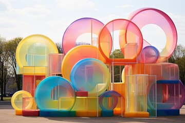 Fototapeta premium Polychromatic Soap Bubble Gradients: Playground Equipment Color Scheme Spectacle
