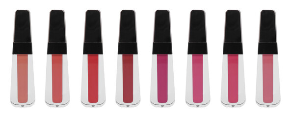 Obraz premium Lip glosses in different colors isolated on white, set