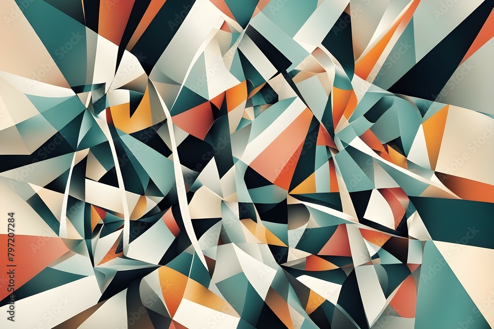 Poster a colorful abstract painting with many different shapes and colors