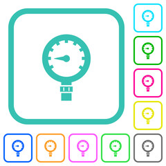 Pressure gauge low pressure vivid colored flat icons