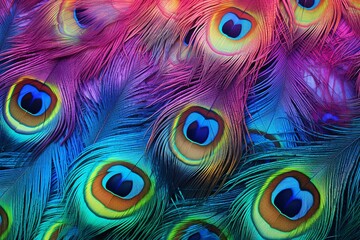 Obraz premium Radiant Peacock Feather Gradients on Wildlife Conservation NGO Banner - A Vivid Celebration