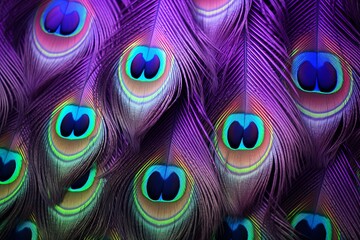 Obraz premium Radiant Peacock Feather Gradients on Wildlife Conservation NGO's Banner