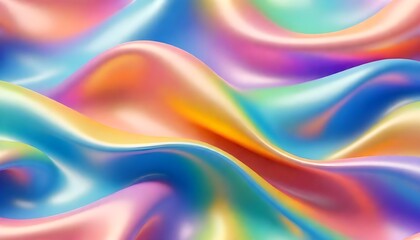 Iridescent Wavy Fabric Illustration Digital Artwork Painting Colorful Background Abstract Design