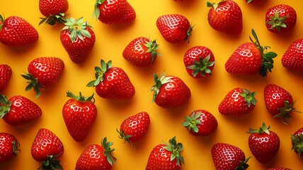 Fresh ripe strawberries on color background, top view. Healthy food concept generativa IA