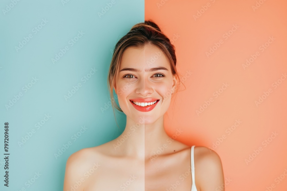 Aufkleber half-face aging symmetry in texture exploration supported by moisturizer improvements and natural co