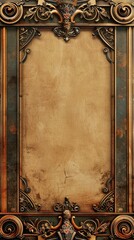 Vintage ornate frame with aged paper texture background - obrazy, fototapety, plakaty