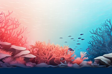 Fototapeta na wymiar Tranquil Paradise: Tropical Coral Reef Gradients Digital Image