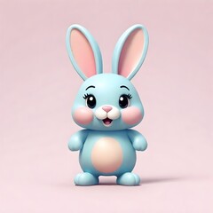 Fototapeta premium Cartoon Bunny Digital Painting Cute Animal Easter Background Minimalistic Design